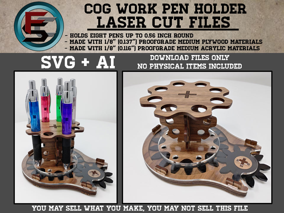 Cog work pen holder