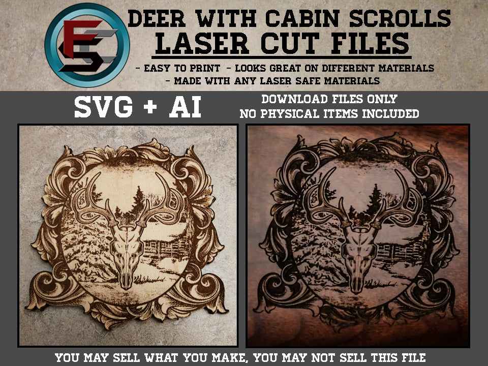 Deer with cabin scrolls
